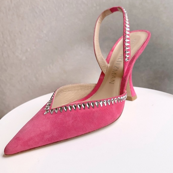 🌺 STUART WEITZMAN🌺 Gemcut Xcurve 100 Slingback Pink Pump size 9.5 - Picture 5 of 17